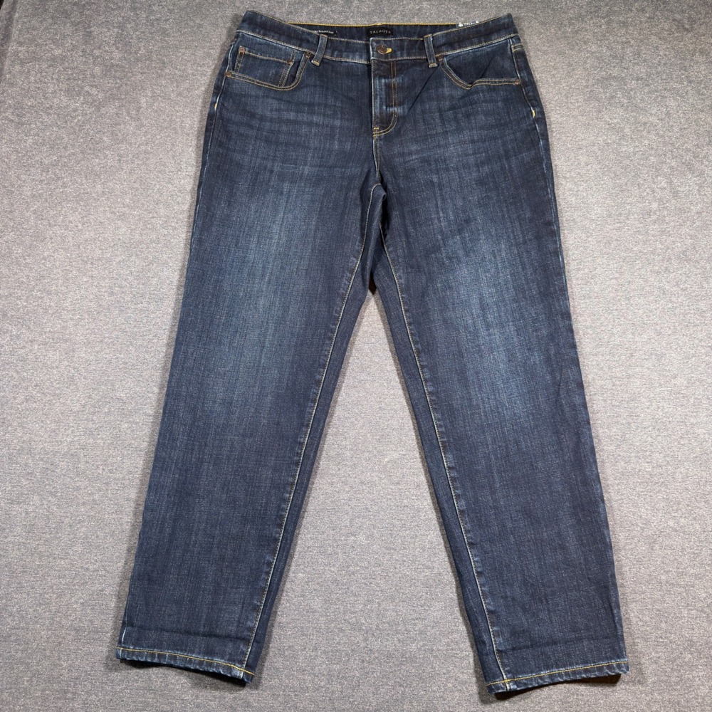 Talbots Everyday Relaxed Jean Women 12 Dark Blue Corsica Wash Stretch Denim Boho